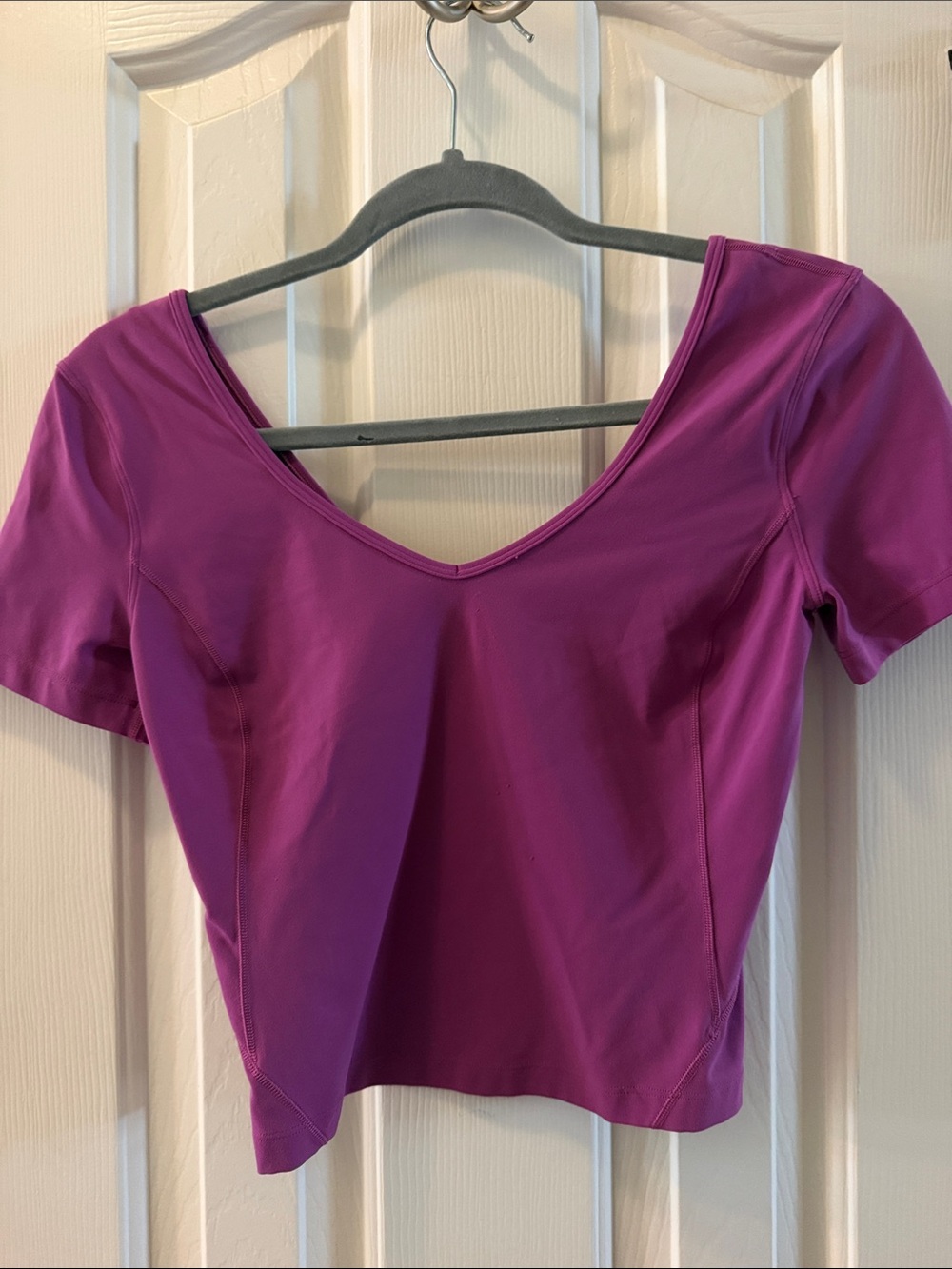 lululemon athletica Deep Magenta V‑Neck Short Sleeve Crop Top